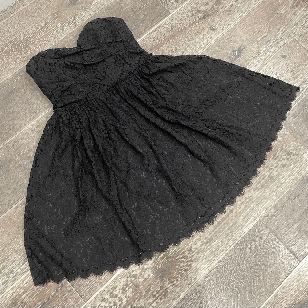 Talbots Strapless Black Lace Dress